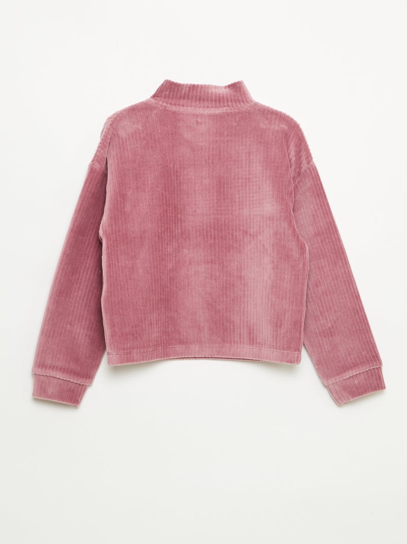 Sweat em veludo cotelê com gola alta Rosa - Kiabi