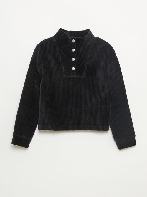 Sweat em veludo cotelê com gola funil - Kiabi