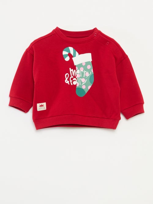 Sweat estampado de Natal em jersey de algodão - Kiabi