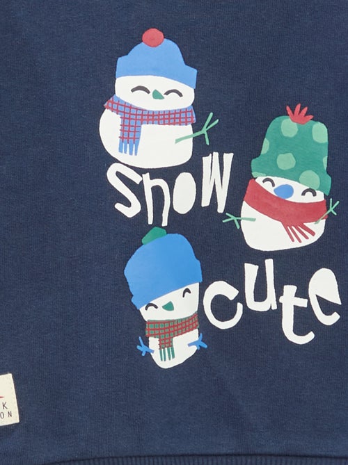 Sweat estampado de Natal em polar de algodão - Kiabi