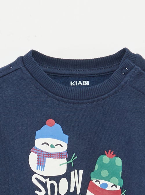 Sweat estampado de Natal em polar de algodão - Kiabi