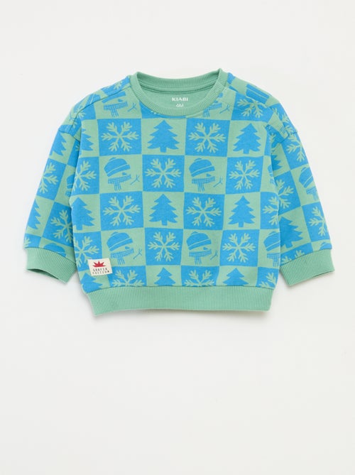 Sweat estampado de Natal em polar de algodão - Kiabi