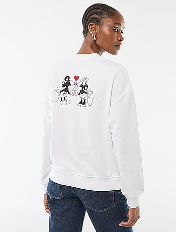 Sweat estampado 'Disney' 'Mickey e Minnie' em algodão liso