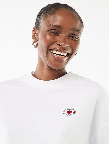 Sweat estampado 'Disney' 'Mickey e Minnie' em algodão liso