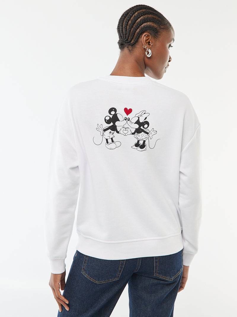 Sweat estampado "Disney" "Mickey e Minnie" em algodão liso Branco - Kiabi