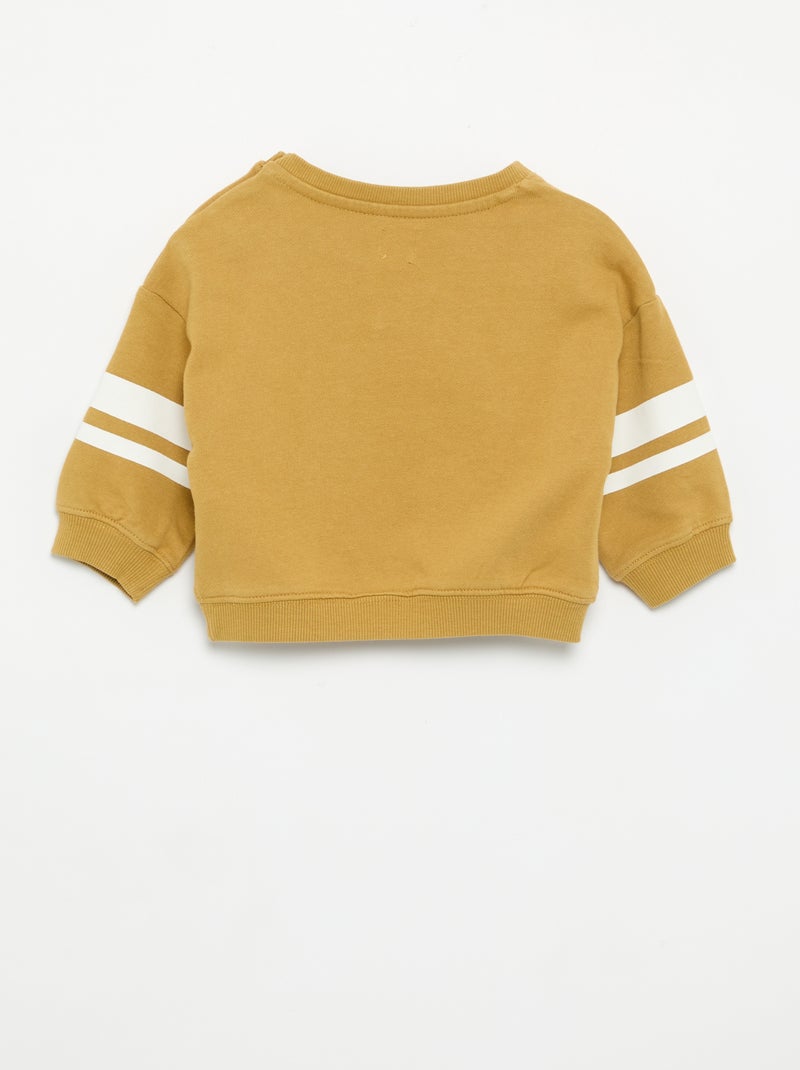 Sweat estampado e mangas compridas listadas Amarelo - Kiabi