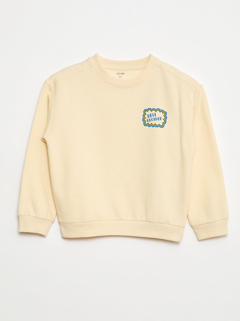 Sweat estampado em algodão Bege - Kiabi