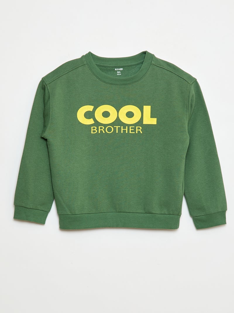 Sweat estampado em algodão Verde - Kiabi