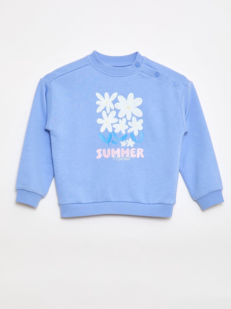 Sweat estampado em moletão leve - Coleção fácil de vestir Azul - Kiabi