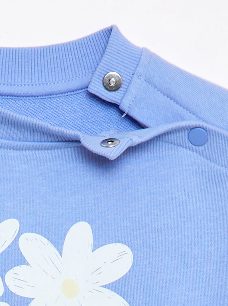 Sweat estampado em moletão leve - Coleção fácil de vestir Azul - Kiabi