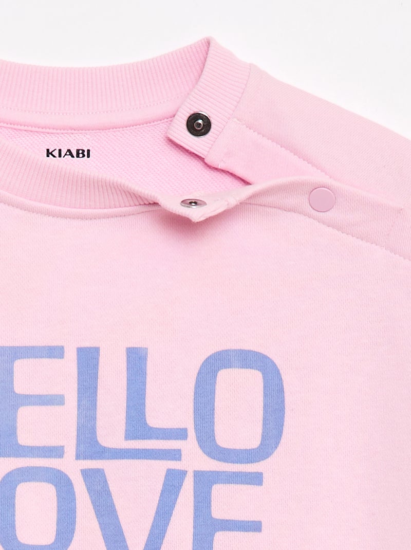 Sweat estampado em moletão leve - Coleção fácil de vestir Rosa - Kiabi