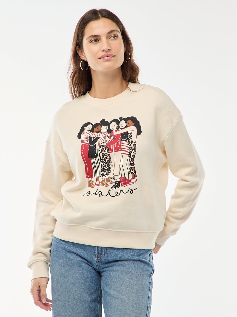 Sweat estampado em moletom leve 'Agathe Sorlet x Kiabi' Branco - Kiabi