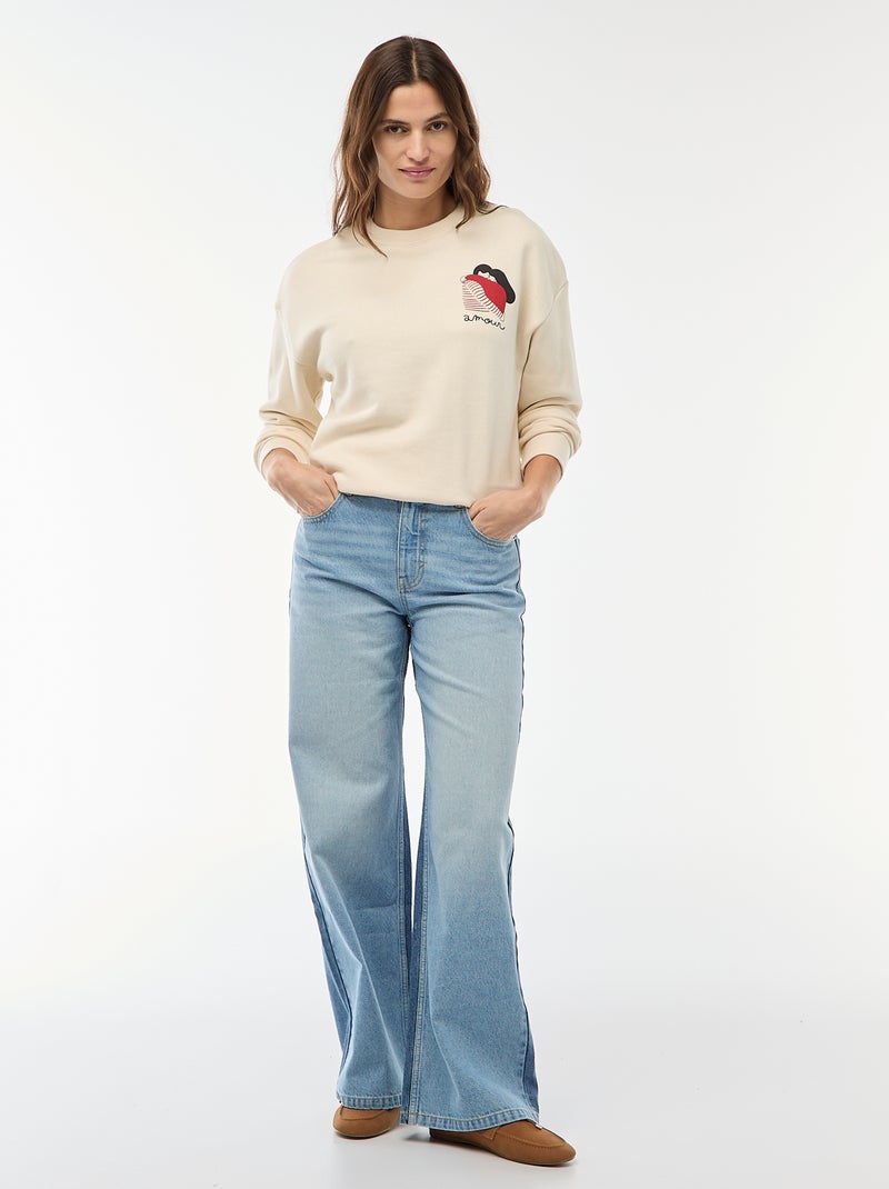 Sweat estampado em moletom leve 'Agathe Sorlet x Kiabi' Branco - Kiabi