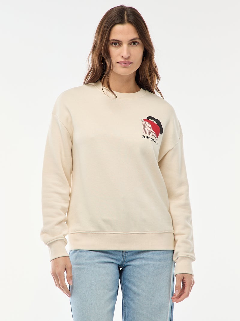 Sweat estampado em moletom leve 'Agathe Sorlet x Kiabi' Branco - Kiabi