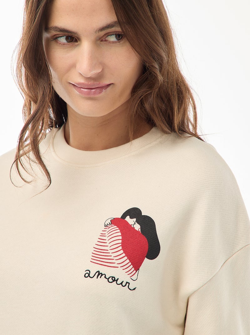 Sweat estampado em moletom leve 'Agathe Sorlet x Kiabi' Branco - Kiabi
