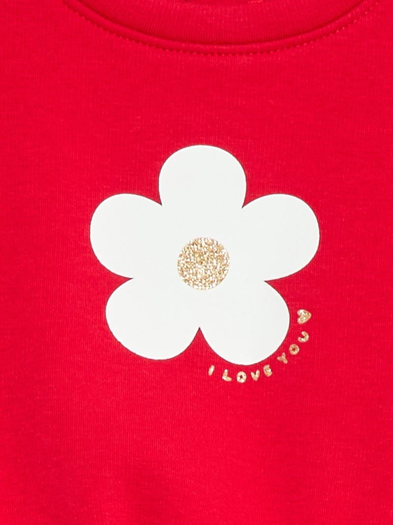 Sweat estampado gola redonda Vermelho - Kiabi