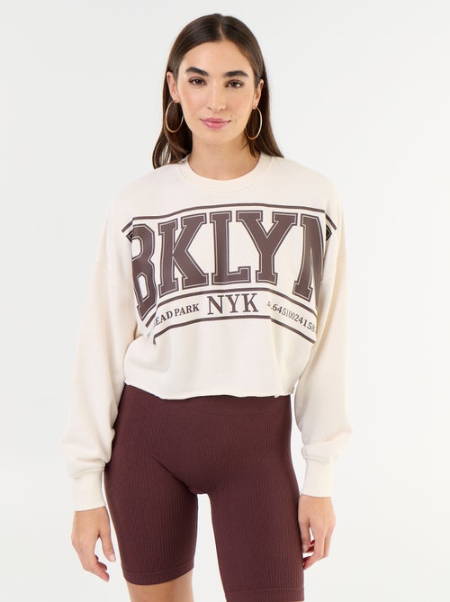 Sweat fino estampado com acabamento em corte cru - Kiabi