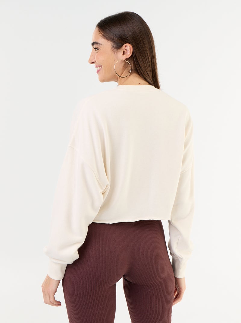 Sweat fino estampado com acabamento em corte cru Bege - Kiabi