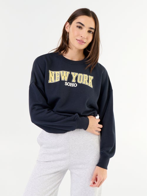 Sweat fino estampado com acabamento em corte cru - Kiabi