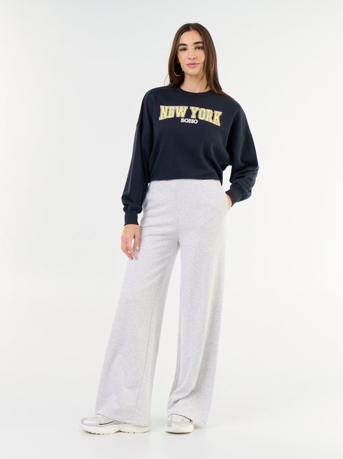 Sweat fino estampado com acabamento em corte cru - Kiabi