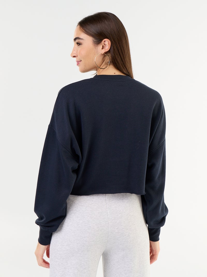 Sweat fino estampado com acabamento em corte cru Cinza - Kiabi