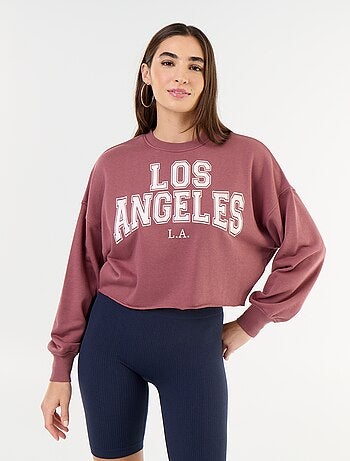 Sweat fino estampado com acabamento em corte cru