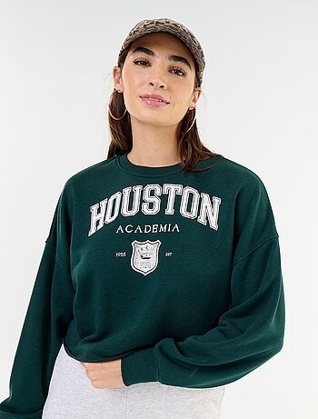 Sweat fino estampado com acabamento em corte cru