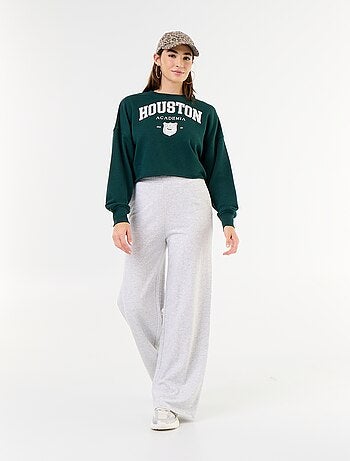Sweat fino estampado com acabamento em corte cru