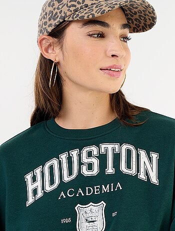 Sweat fino estampado com acabamento em corte cru