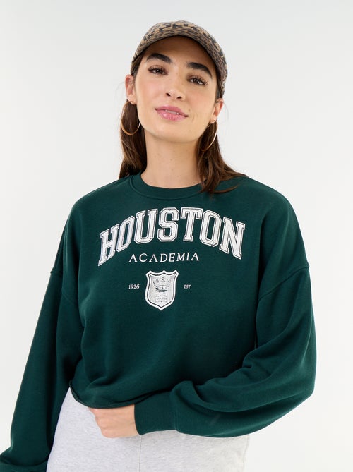 Sweat fino estampado com acabamento em corte cru - Kiabi