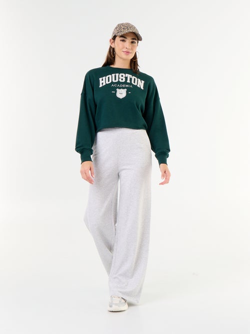 Sweat fino estampado com acabamento em corte cru - Kiabi