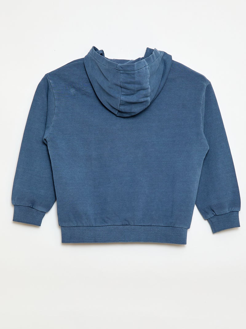 Sweat folgado com capuz e detalhe nas costas em algodão Azul - Kiabi