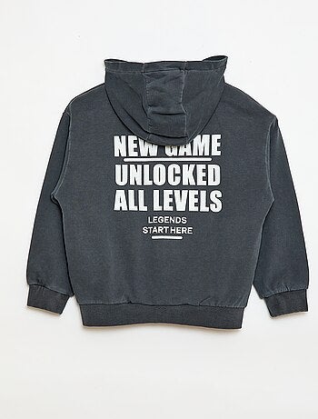 Sweat folgado com capuz e detalhe nas costas em algodão