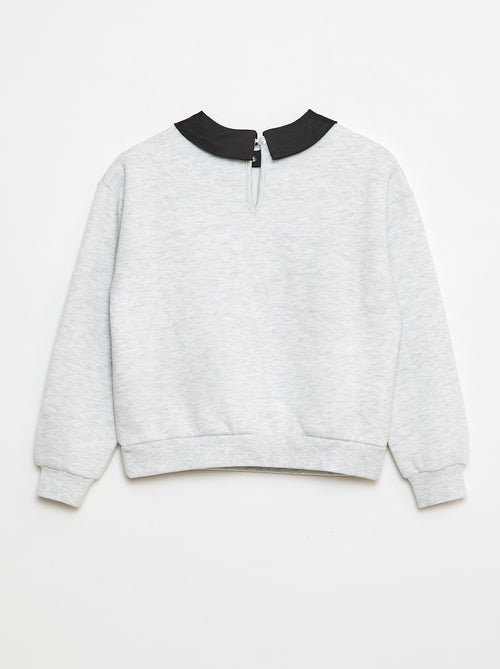 Sweat folgado com gola com strass - Kiabi