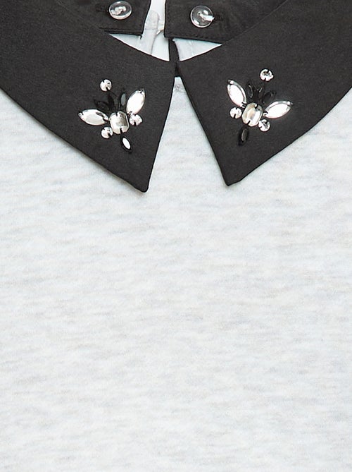 Sweat folgado com gola com strass - Kiabi