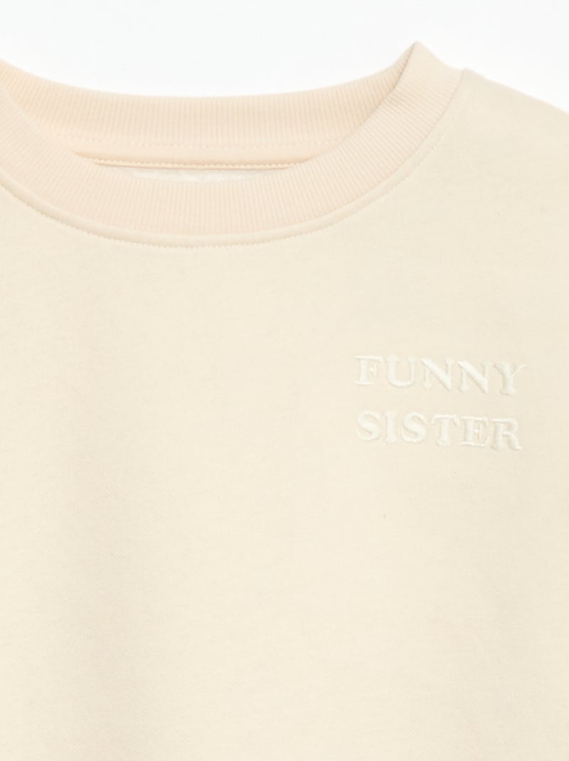 Sweat folgado com motivo sister Bege - Kiabi