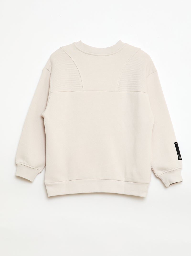 Sweat folgado em moletom Bege - Kiabi