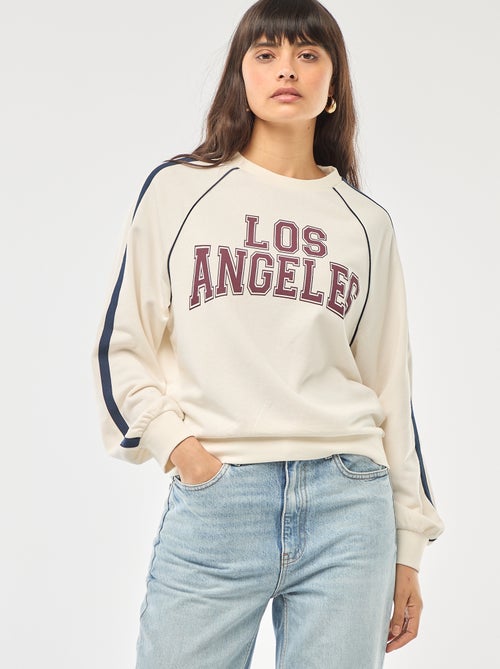 Sweat french terry com faixas contrastantes - Kiabi