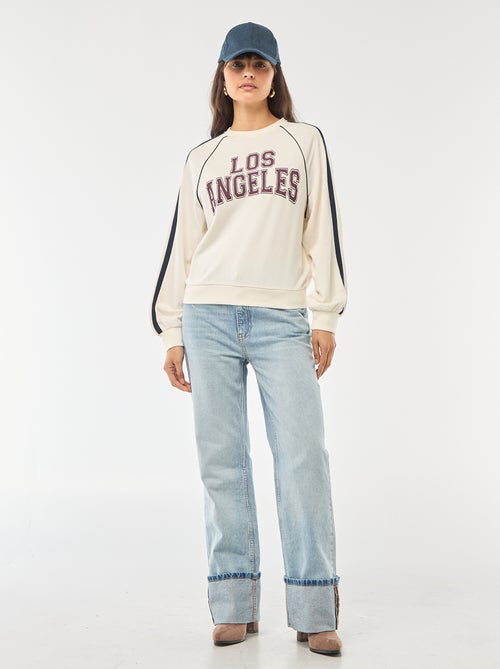 Sweat french terry com faixas contrastantes - Kiabi