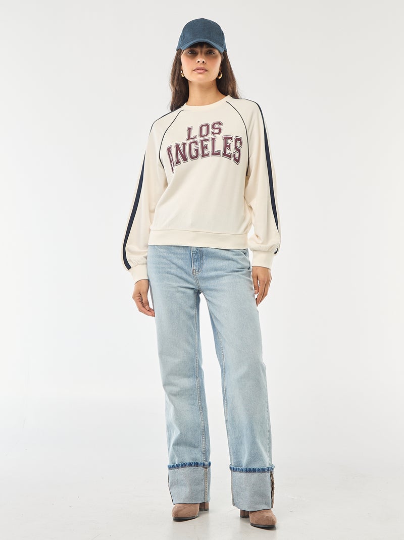 Sweat french terry com faixas contrastantes Branco - Kiabi