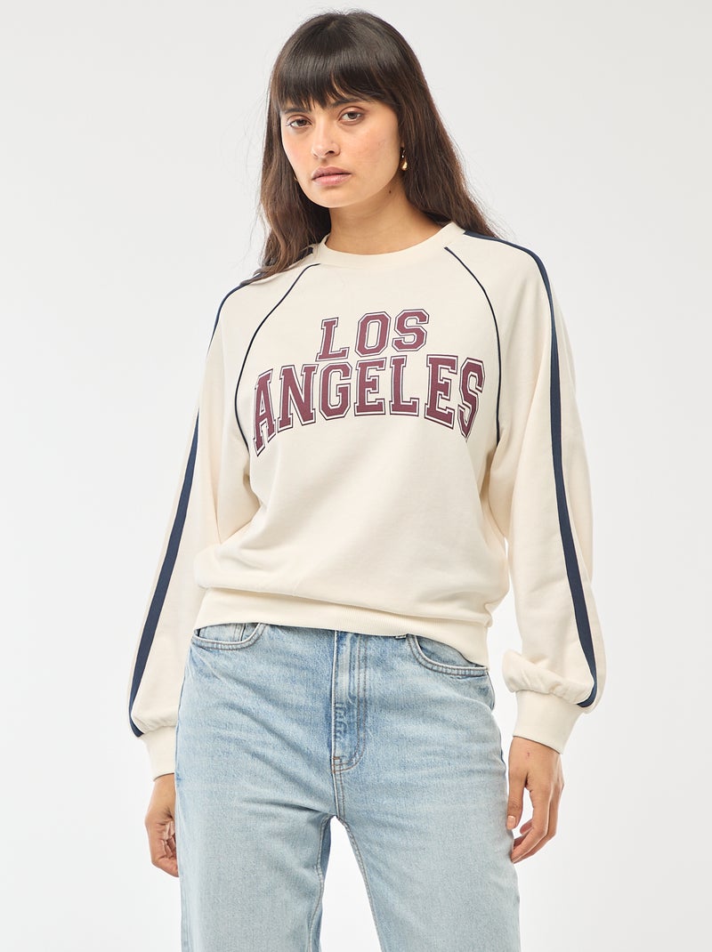 Sweat french terry com faixas contrastantes Branco - Kiabi