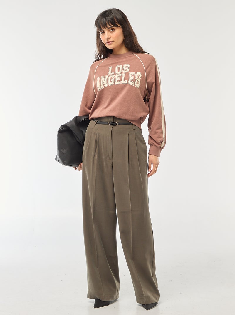 Sweat french terry com faixas contrastantes Castanho - Kiabi