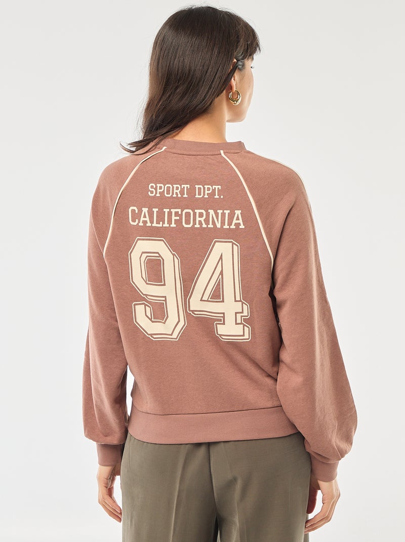 Sweat french terry com faixas contrastantes Castanho - Kiabi