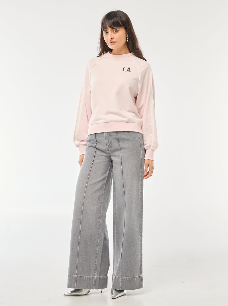 Sweat french terry com faixas contrastantes Rosa - Kiabi