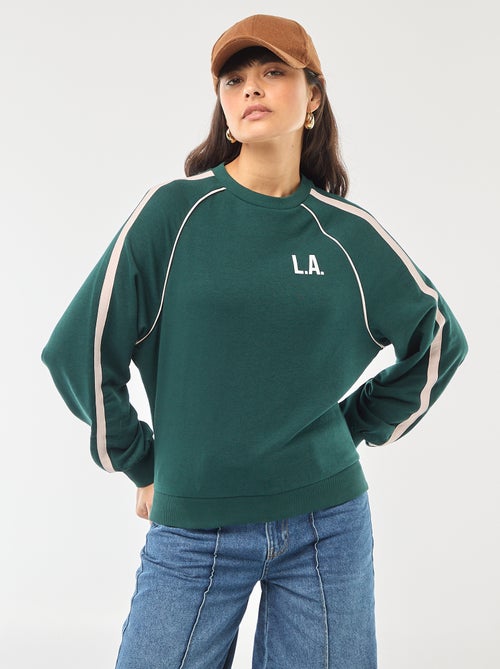 Sweat french terry com faixas contrastantes - Kiabi