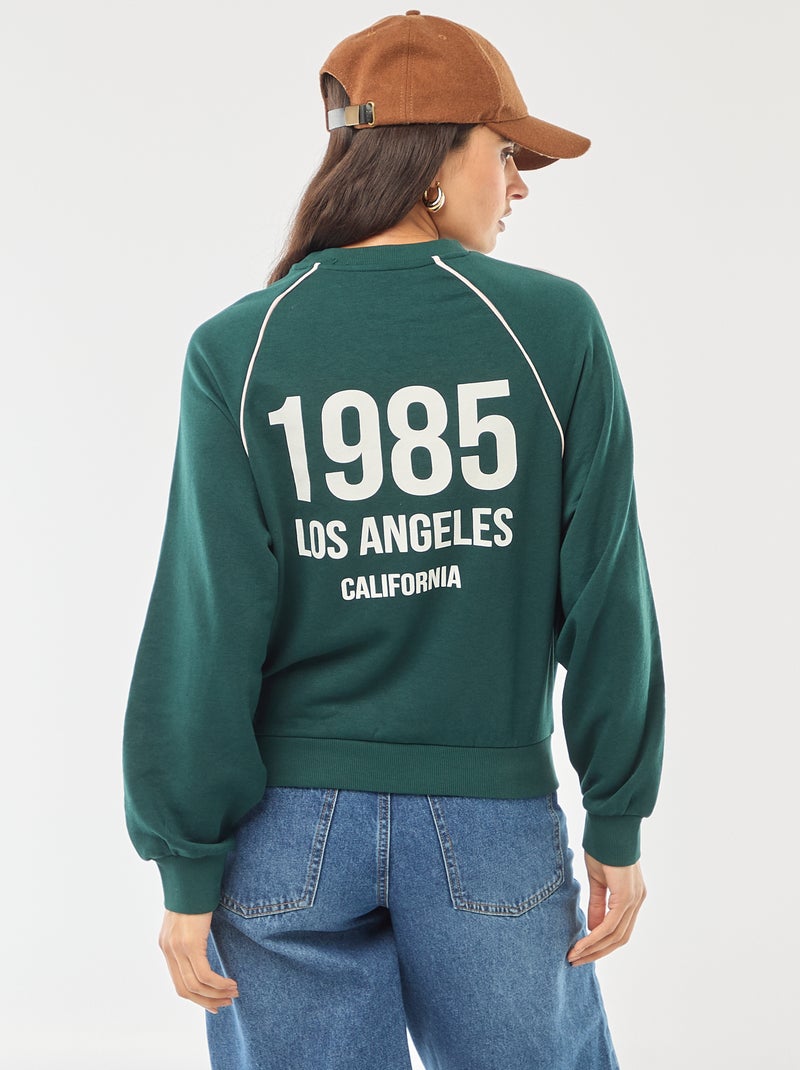 Sweat french terry com faixas contrastantes Verde - Kiabi