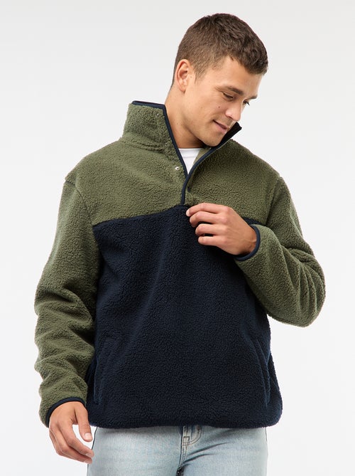 Sweat gola alta com botões de pressão - Kiabi