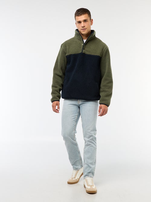 Sweat gola alta com botões de pressão - Kiabi