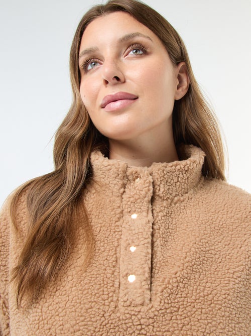 Sweat gola alta com efeito carneirinho - Kiabi