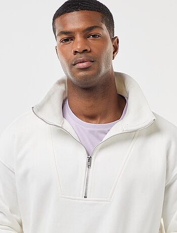 Sweat gola alta com zíper em algodão